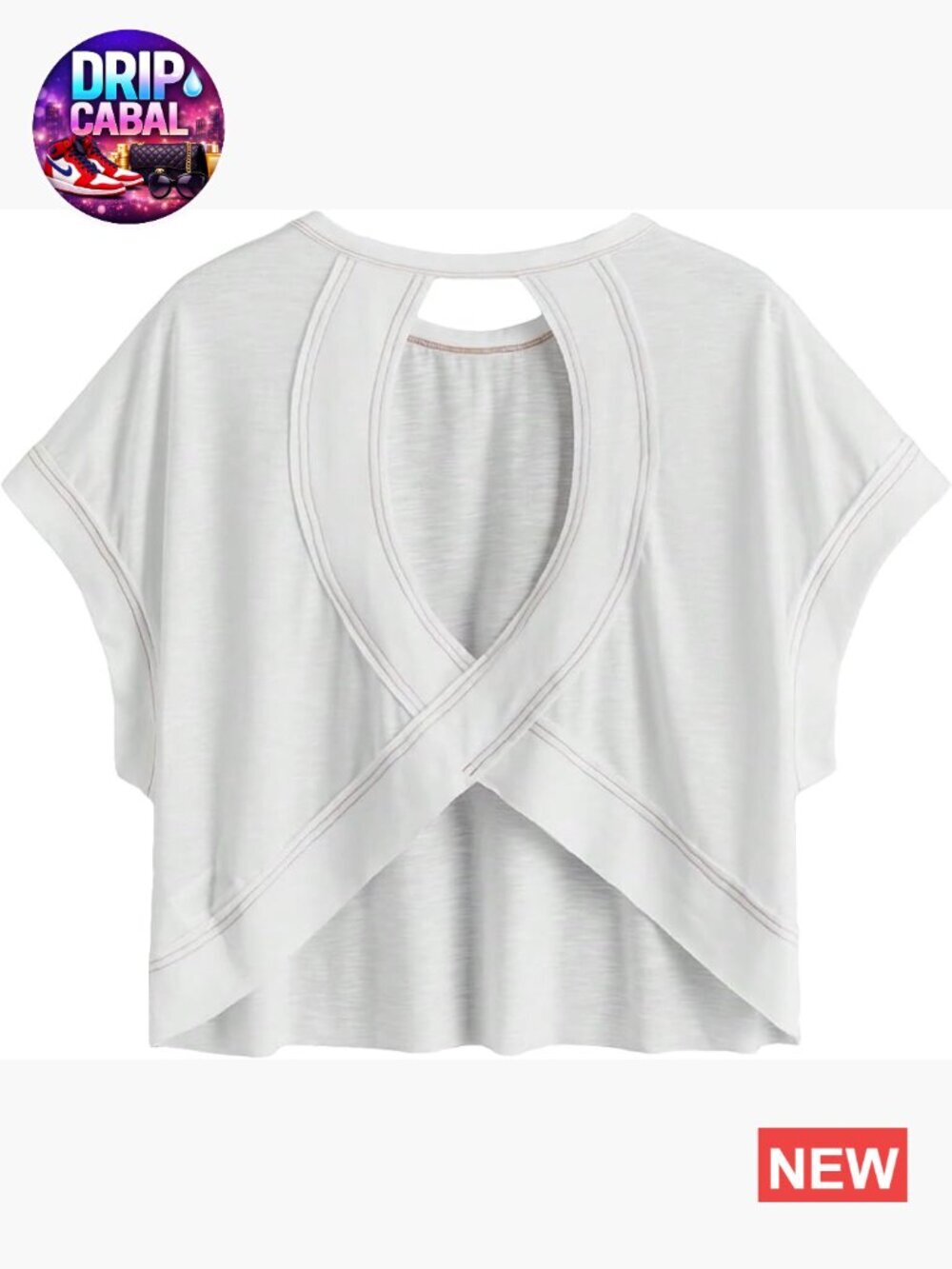 Sheer Mesh Crop Top with Open Back, Short Sleeve Crew Neck Tee for Workout or